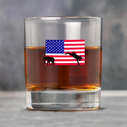 Donkey kicking out the elephant, US Election 2024 Rock Glasses