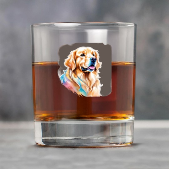Golden Retriever Watercolor Rock Glasses
