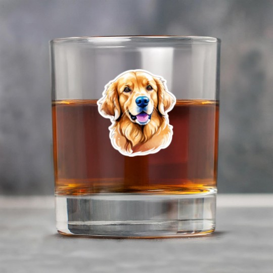 Golden Retriever Watercolor Rock Glasses
