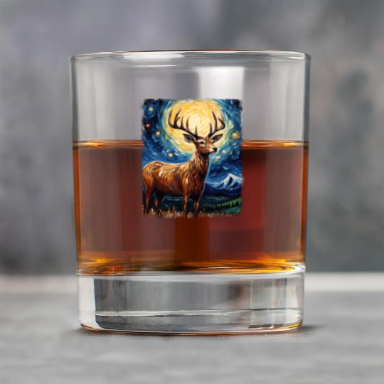 Deer Hunter Deer Hunting Starry Night Painting Rock Glasses