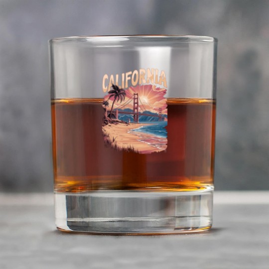 CALIFORNIA GOLDEN GATE BRIDGE BAY AREA Rock Glasses