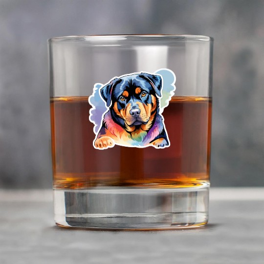 Rottweiler Watercolor Rock Glasses