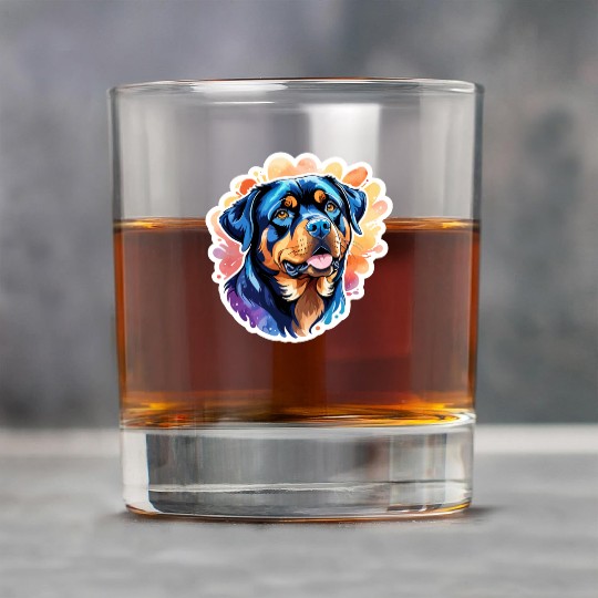 Rottweiler Watercolor Rock Glasses