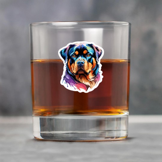 Rottweiler Watercolor Rock Glasses