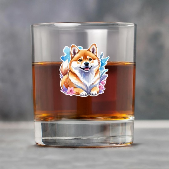 Shiba Inu Watercolor Rock Glasses