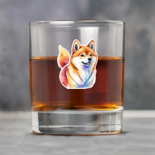 Shiba Inu Watercolor Rock Glasses