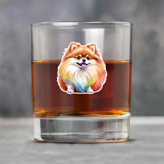 Pomeranian Watercolor Rock Glasses