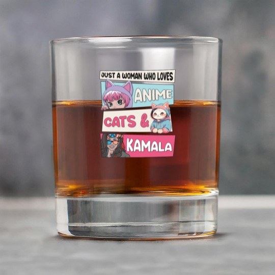 Cat Ladies for Kamala - Anime, Cats and Kamala 24 Rock Glasses