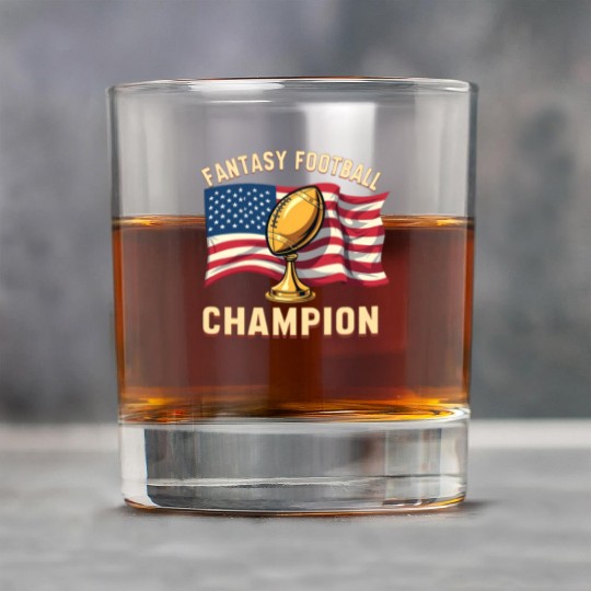 FANTASY FOOTBALL CHAMPION AMERICAN FLAG TROPHY Rock Glasses