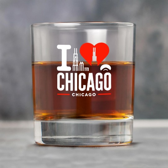I Love Chicago The Windy City Chi-Town Rock Glasses