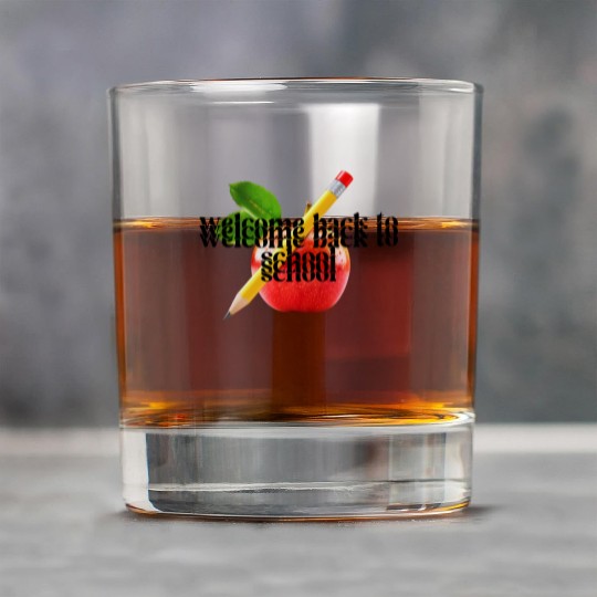 "Welcome Back to School - Red Apple and Yellow Pen Rock Glasses