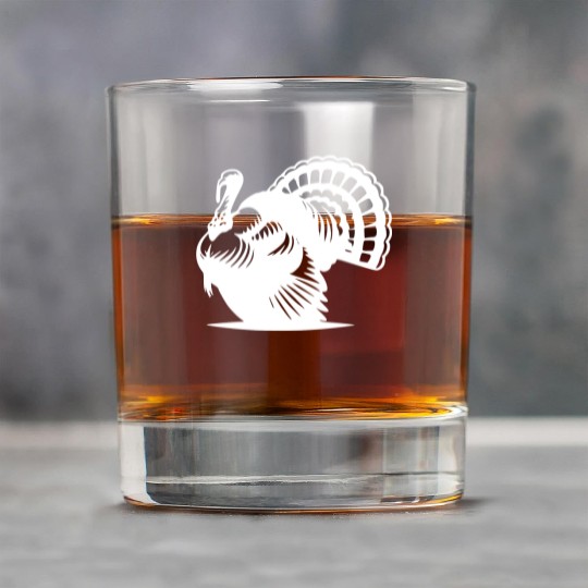 Wild Big Fat Turkey With Wing Drawing Rock Glasses