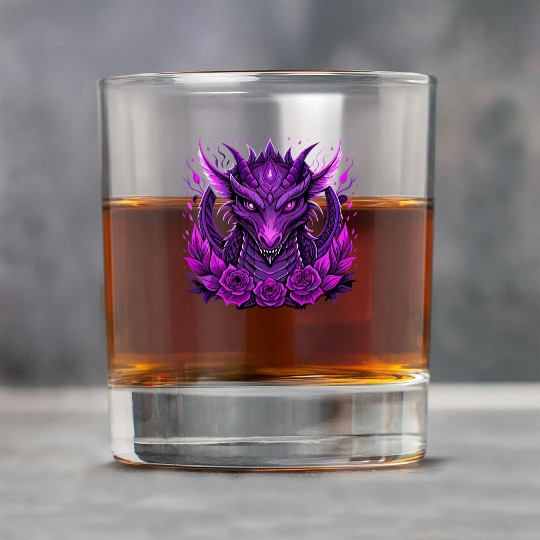 Design featuring a striking purple dragon Rock Glasses