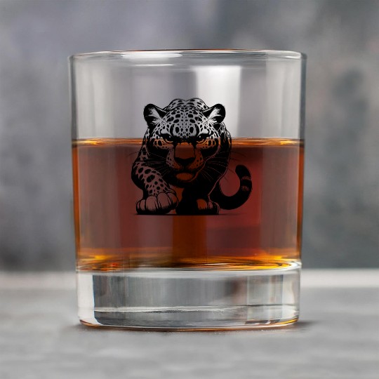 Wild Leopard On The Hunt Fierce Cat Of Prey Rock Glasses