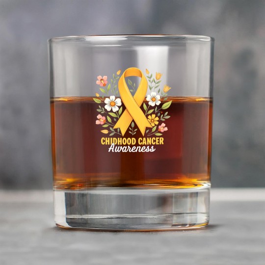 Childhood Cancer Awareness Hippie Flower Ribbon Rock Glasses