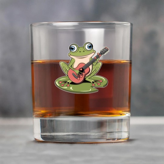 Frog Playing Guitar On Lily Pad Rock Glasses