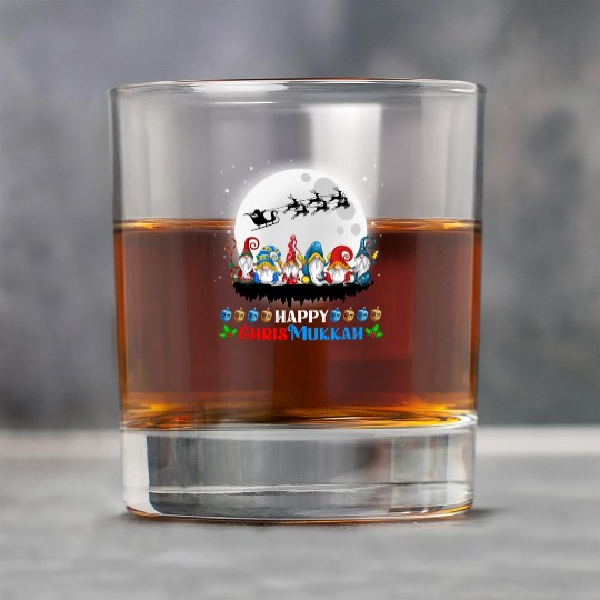 Happy Chrismukkah Gnomes Christmas Hanukkah Rock Glasses