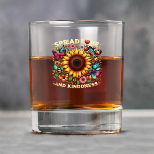 Spread Love & Kindness Sunflower Design Rock Glasses