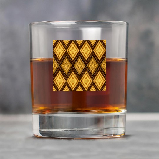 Ancient Gold Diamond Pattern, indigenous art Rock Glasses