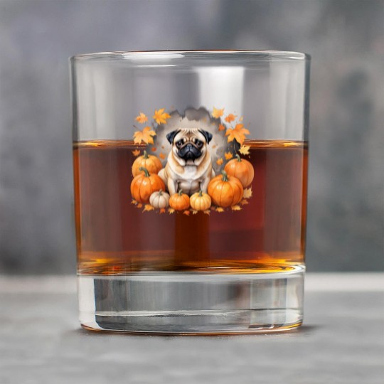 Pug Pumpkin Thanksgiving Fall Halloween Dog Lover Rock Glasses