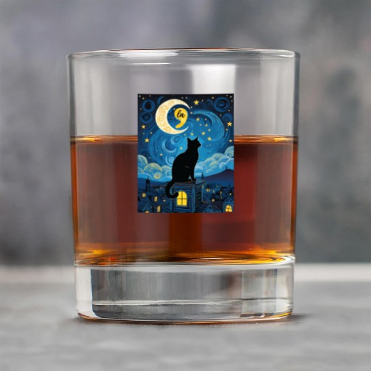 Halloween Starry Night Black Cat Comma La Harris Rock Glasses
