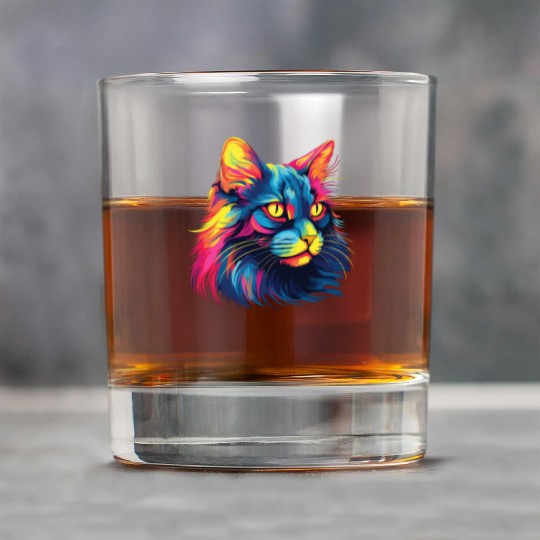Cat Watercolor Colorful Maine Cat Rock Glasses
