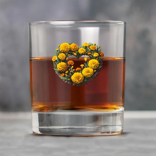 Marigold Flowers Rock Glasses