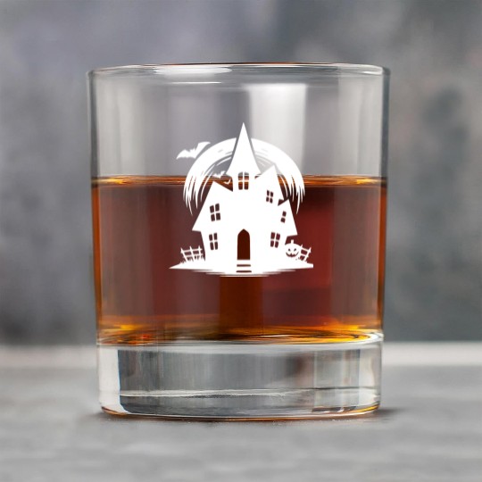 Bat Full Moon Haunted House Halloween Tattoo Rock Glasses