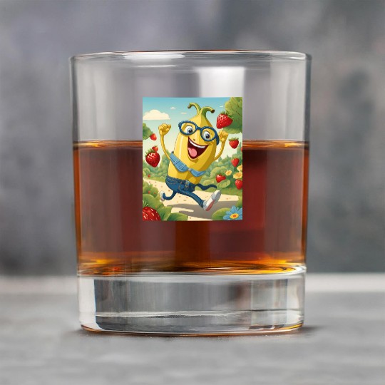 The laughed banana colourful design. Rock Glasses