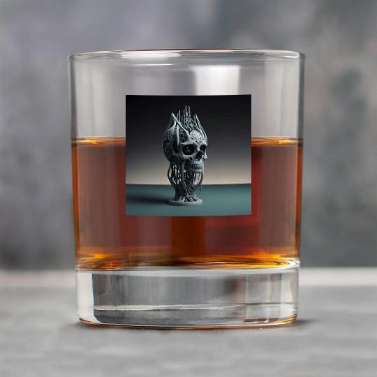 Digital Skull: A Fusion of Nature and Technology Rock Glasses