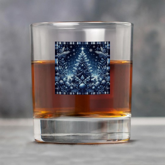 flannel blue and white christmas Rock Glasses