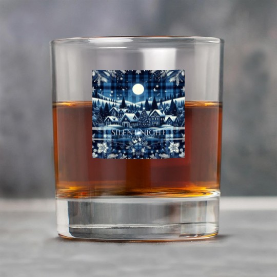 flannel silent night blue and white christmas Rock Glasses