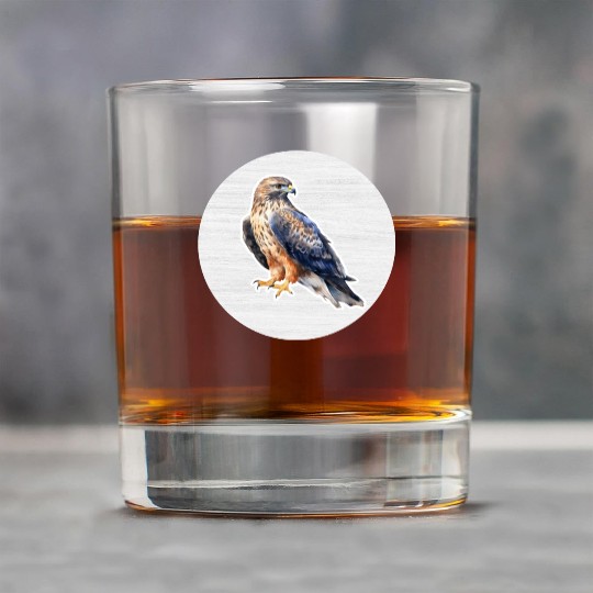 Hawk Watercolor Drawing Rock Glasses