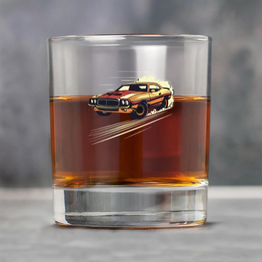 Classic Muscle Car in Action Rock Glasses