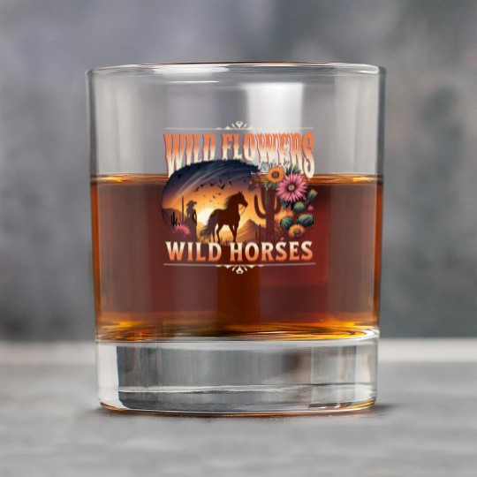 Wild Horses Cowgirl Women's Wildflowers And Horses Rock Glasses