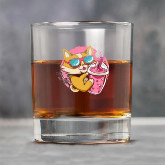 Kitten Kawaii Boba Milk Tea Drinking Cat Rock Glasses