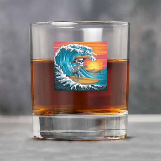 Surfing Skeleton Vibes Surfing Lifestyle Retro Rock Glasses