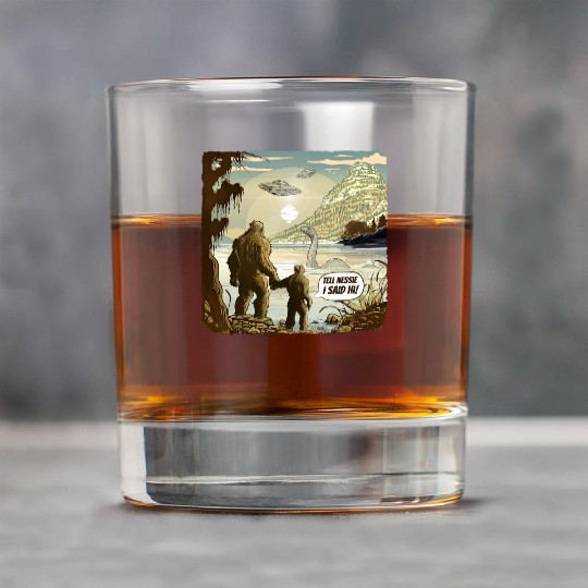 Funny Bigfoot Sasquatch & Kid Tell Nessie I Said Rock Glasses