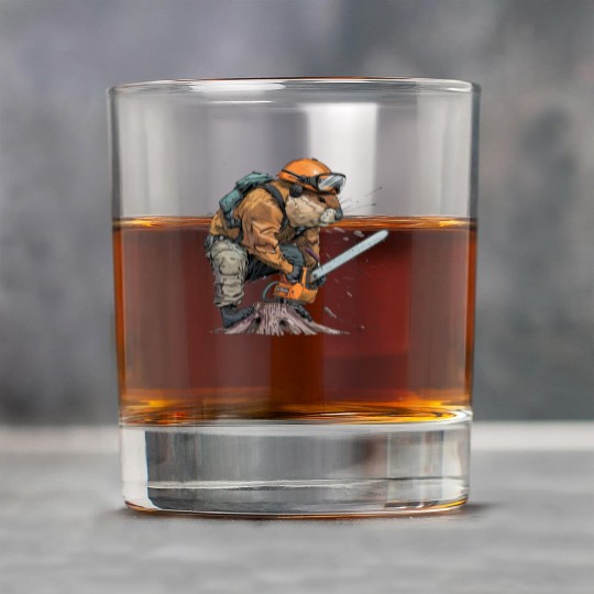 Beaver Lumberjack Chainsaw Rock Glasses