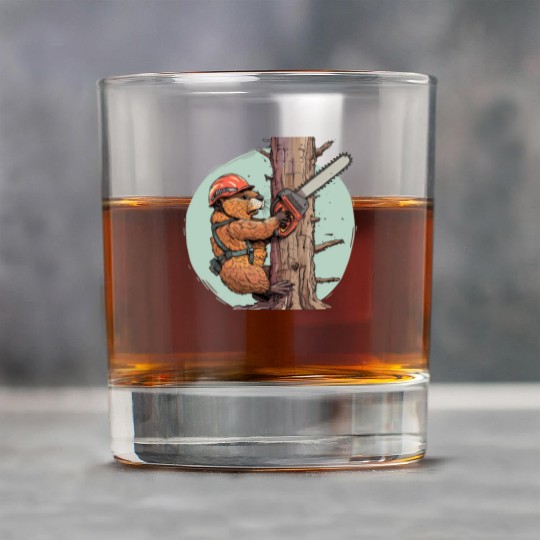 Beaver Lumberjack Chainsaw Rock Glasses