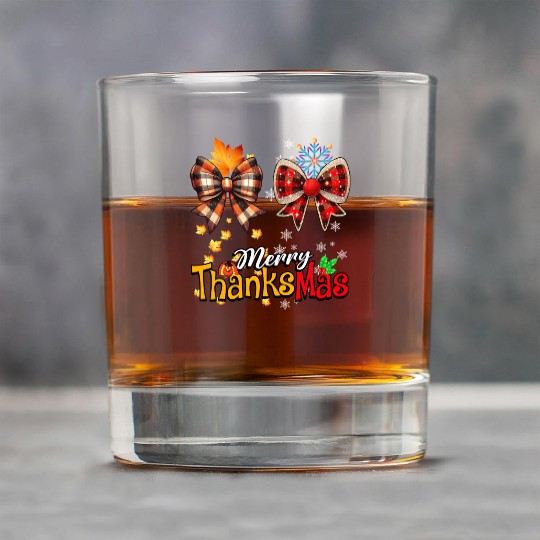 Merry Thanksmas plaid Coquette Bow Christmas Plaid Rock Glasses