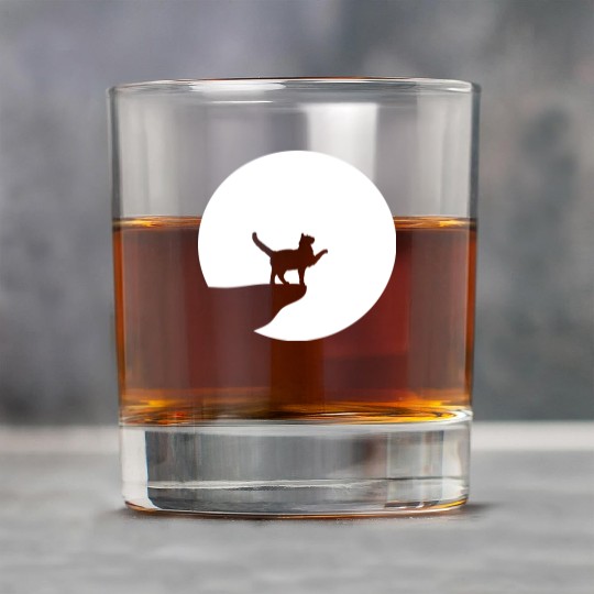 Cat Moon Cliff At Night Werewolf Round Howling Fun Rock Glasses