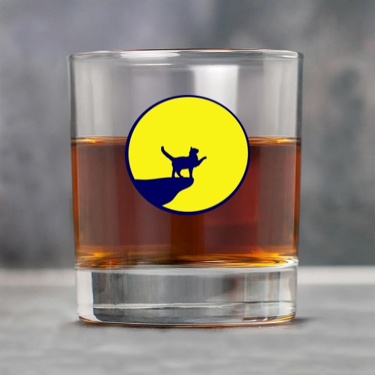 Cat Moon Cliff At Night Werewolf Round Howling Fun Rock Glasses