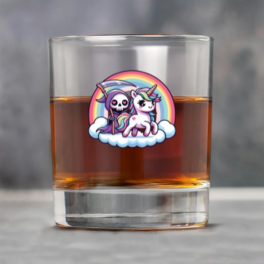 Cute Reaper And Unicorn Rainbow Rock Glasses