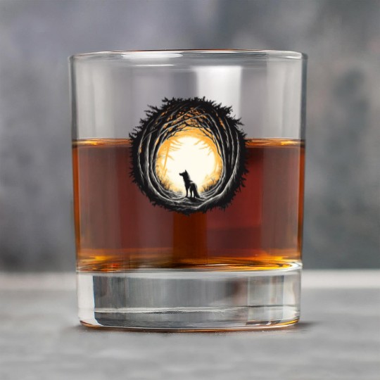 Wolf In Forest Silhouette Rock Glasses