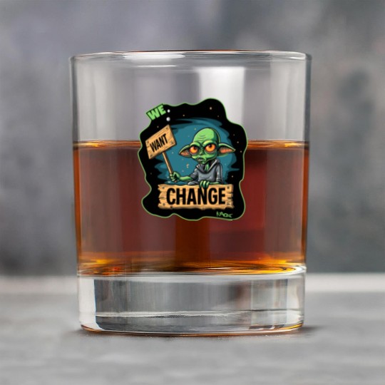 Fed Up Green Martian Alien Protest: We Want Change Rock Glasses