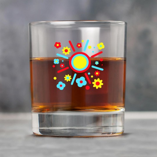 Colorful Flowers Sun Decorative Peace Flower Power Rock Glasses