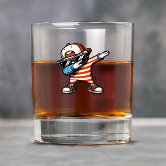 Cool Dabbing USA Flag Funny Patriotic 4th Of July Rock Glasses