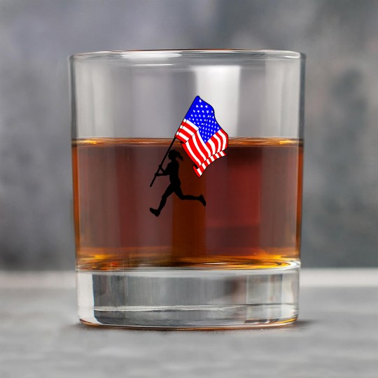 Flag bearer usa woman running Rock Glasses
