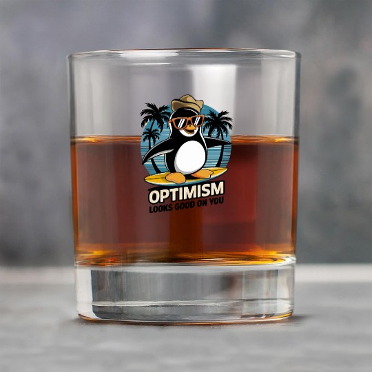 Optimism Looks Good On You Penguin Vibes Rock Glasses